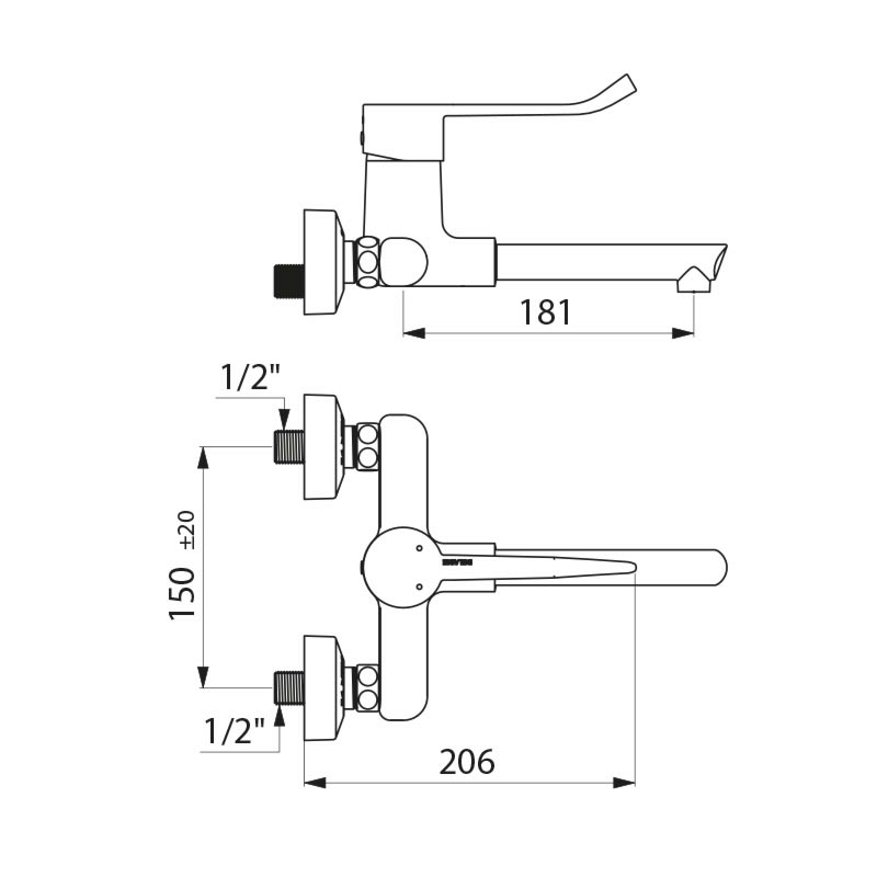 Wall-mounted basin mixer with pressure-balancing 2610EP